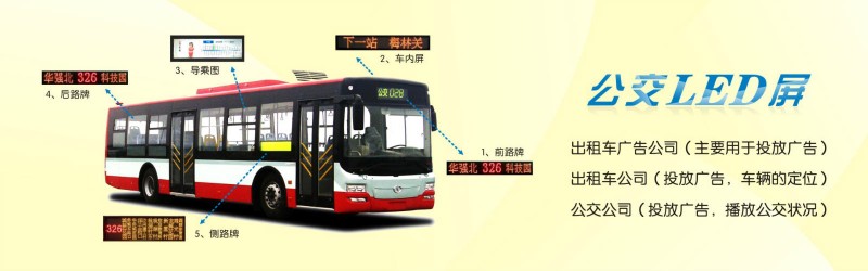 出租車，執法車，教練車，公交車車頂燈車后屏