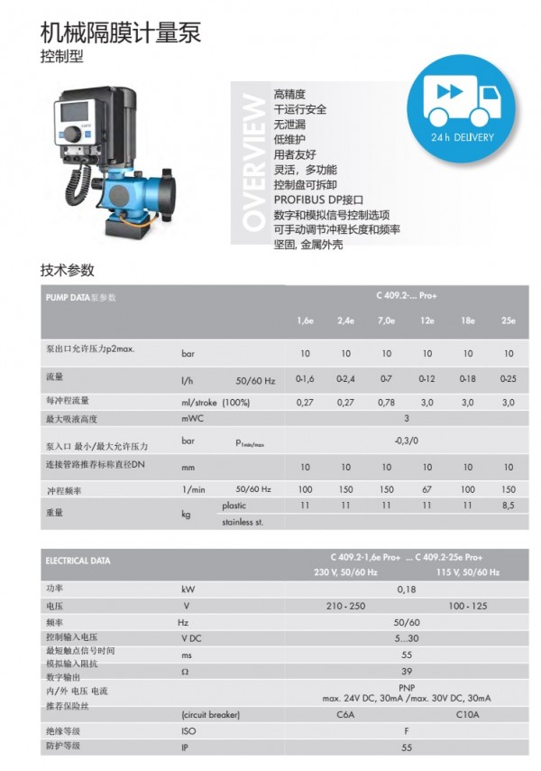 可控型機(jī)械隔膜計(jì)量泵C409.2 Pro+(小于25)P2