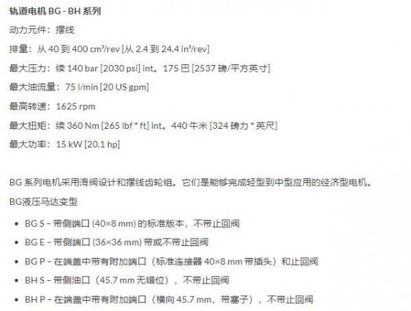 SAMHYDRAULIK 液壓馬達BG SAM系列