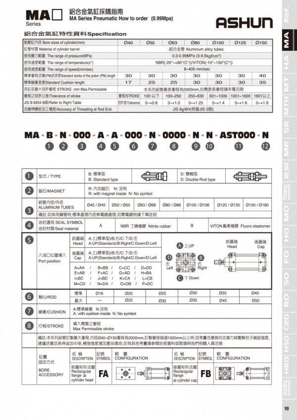 ASHUN氣壓缸 MA系列 